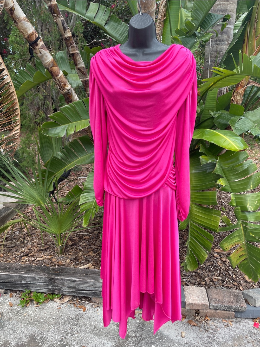 vintage drop waist  handkerchief-hem 80s dress